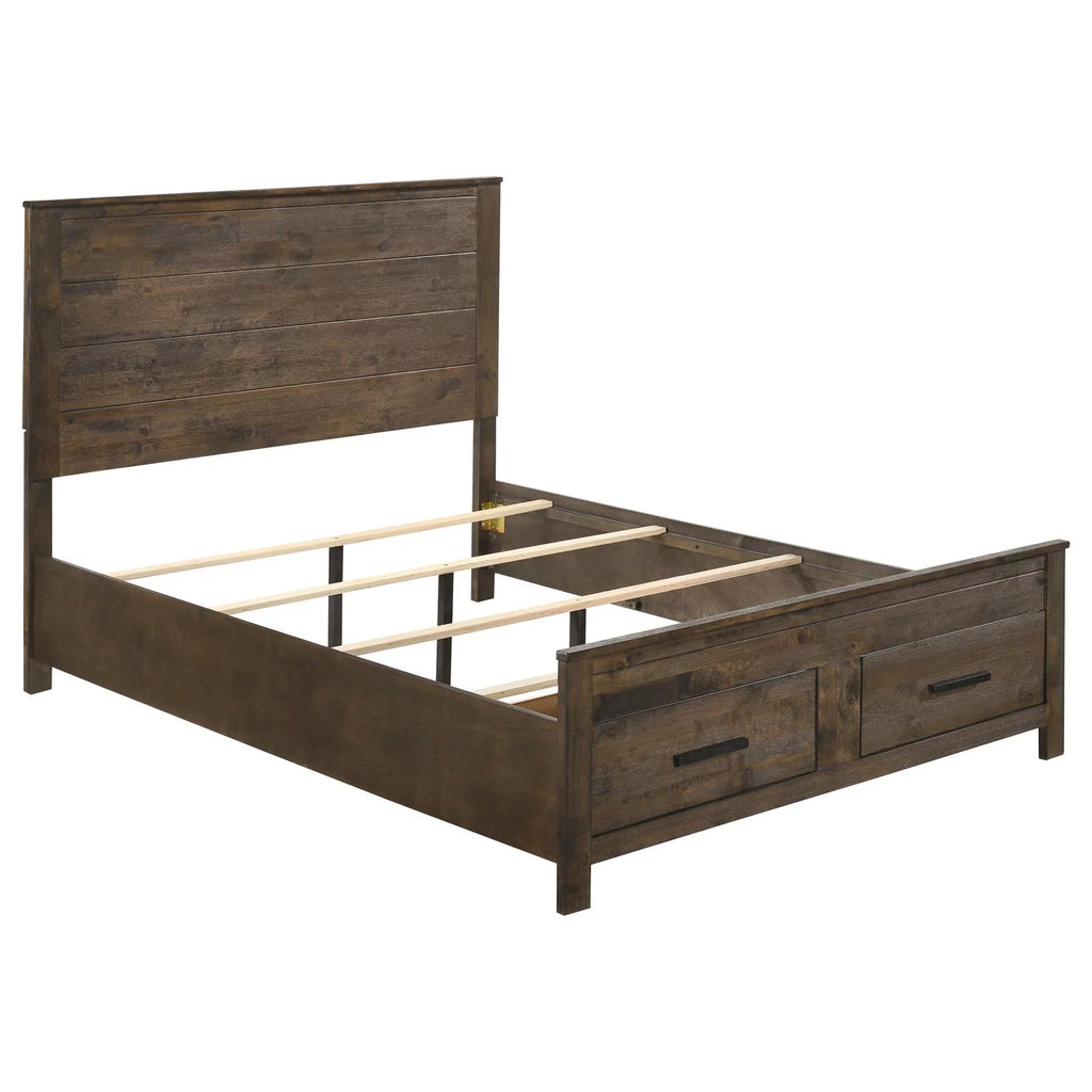 King Storage Bed Rustic Golden Brown W83573