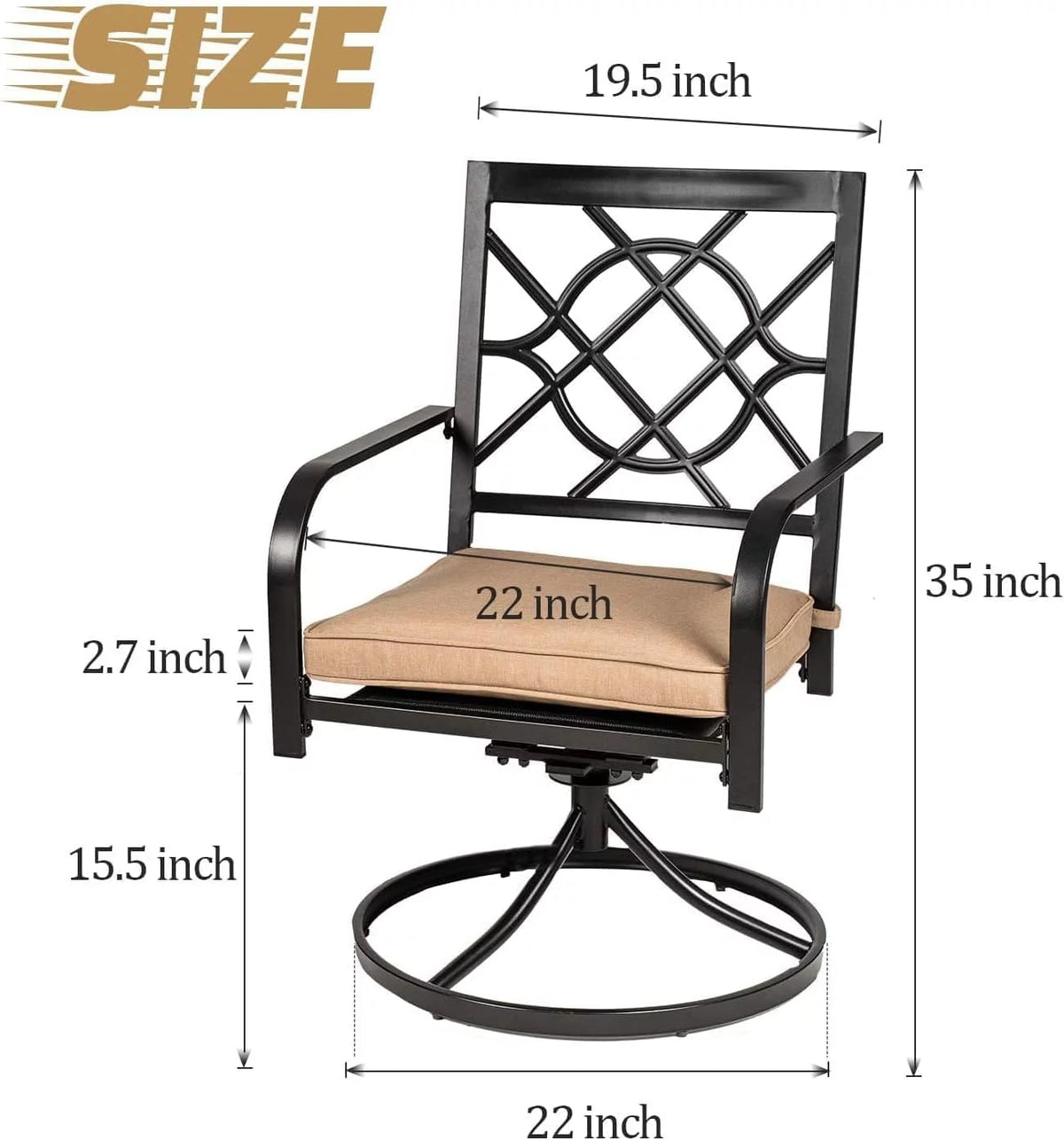 4 Piece Metal Swivel Cushioned Outdoor Dining Set E8000