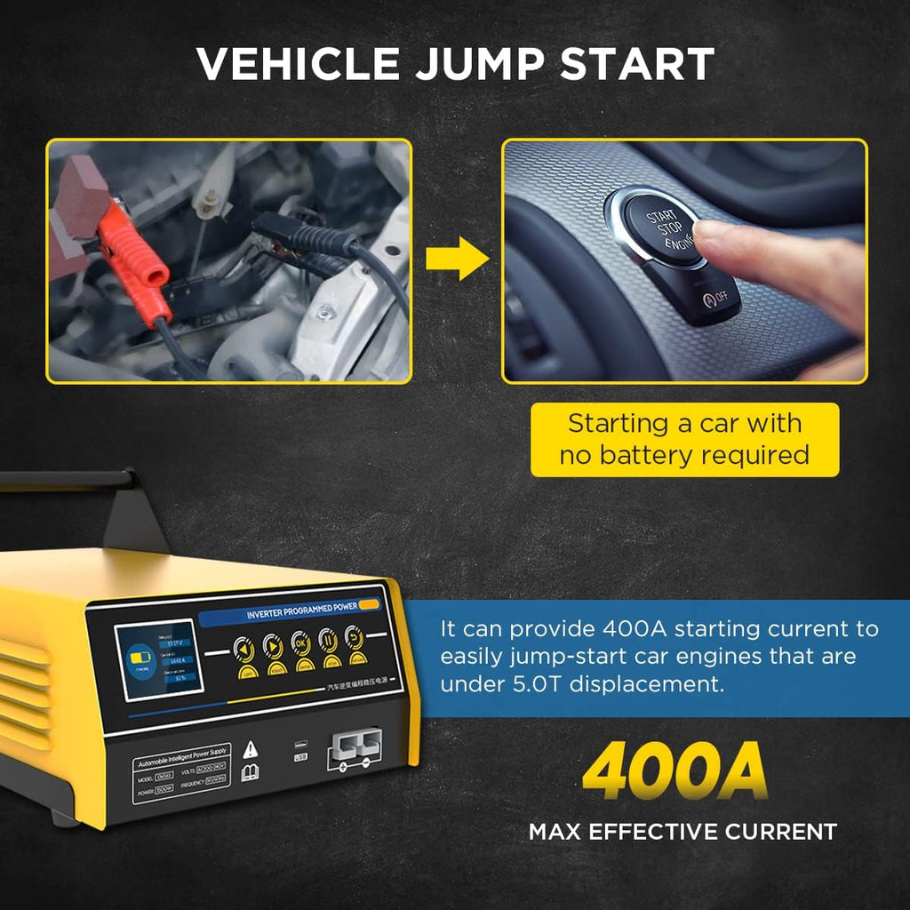 12/24V Car Battery Charger Jump Starter with LCD Display F408