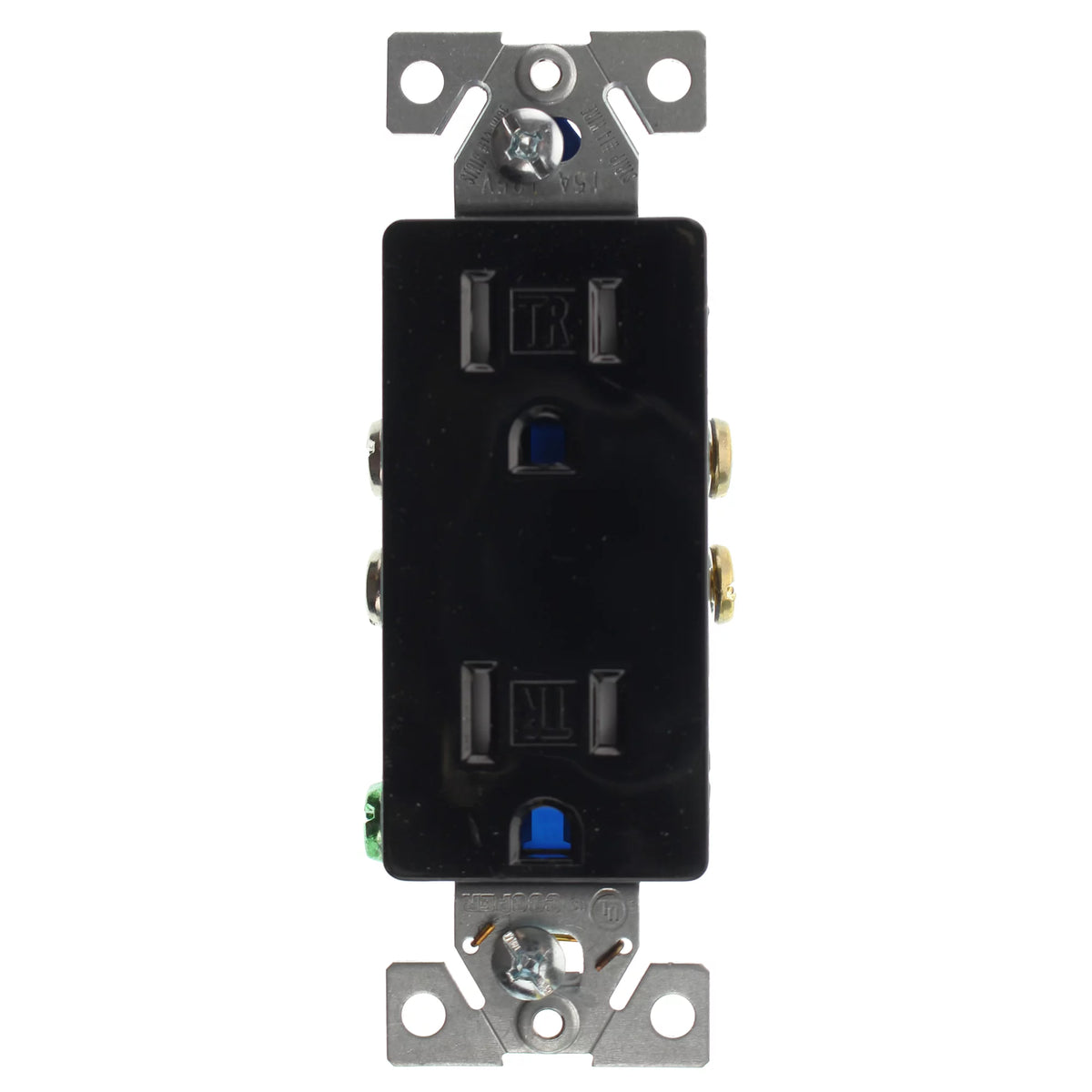 Duplex Decorator Receptacle Outlet, 15-Amp, 120-Volt, Black, 96-Pack N8264