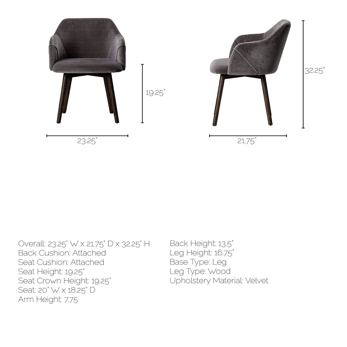 Grey Velvet Dining Chair G45284