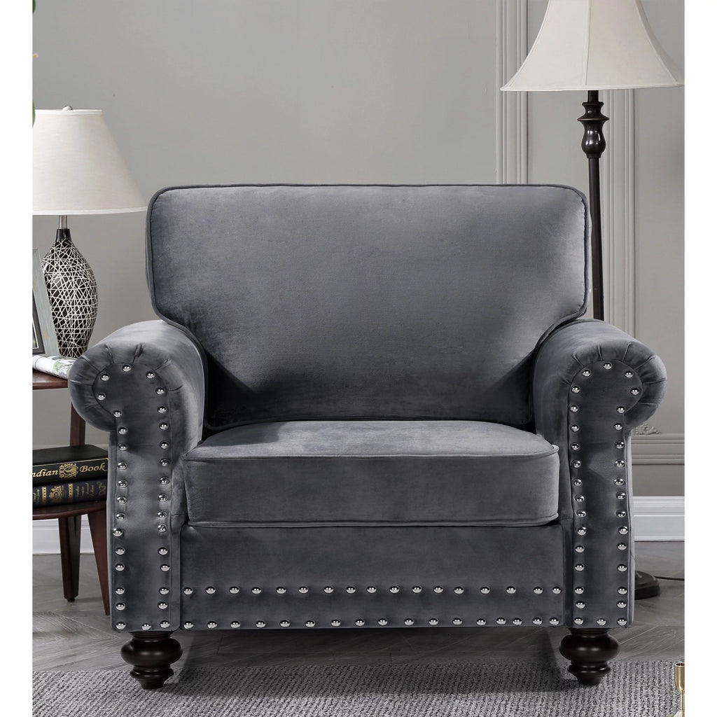 Grey Velvet Chair B4301
