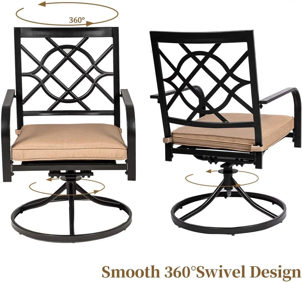 4 Piece Metal Swivel Cushioned Outdoor Dining Set E8000