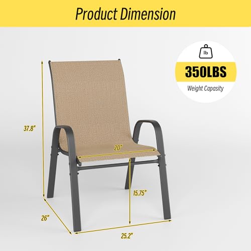 Stackable Outdoor Patio Chairs Set of 6 Grey W286