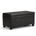 Midnight Black Faux Leather Storage Ottoman B5254