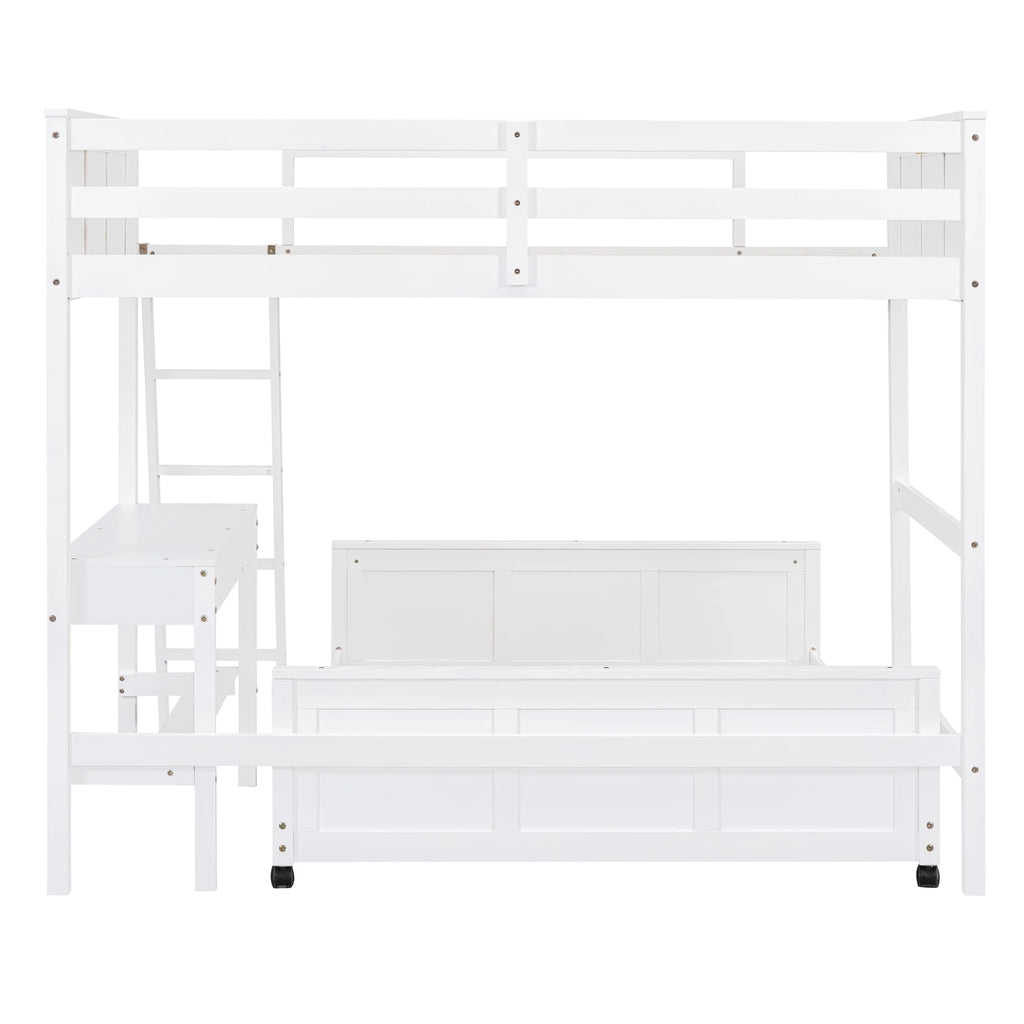 Twin Over Full Bunk Bed with Desk and Storage Drawers K91782