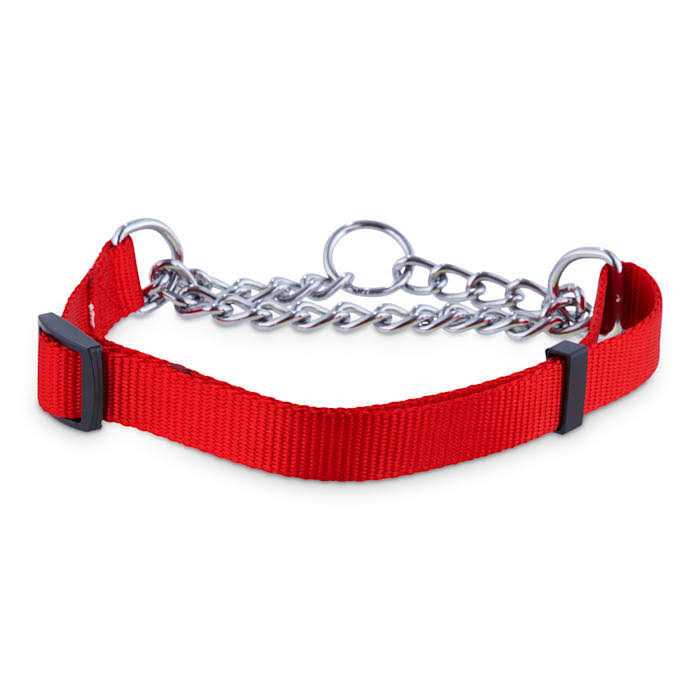 Check Nylon & Chain Dog Collar I91206