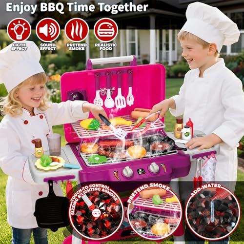 Kids BBQ Grill Playset with Smoke Sound Light L418