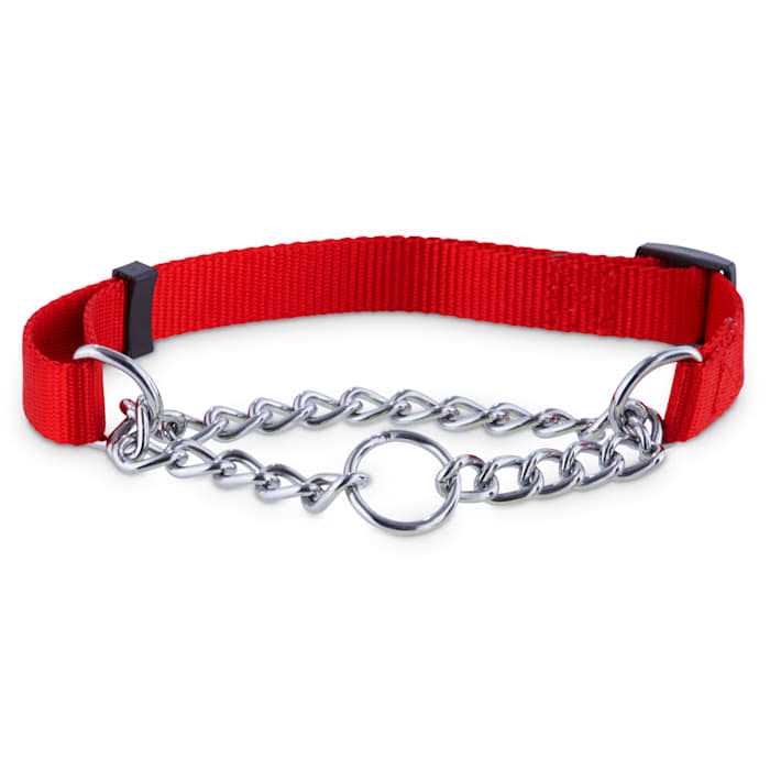 Check Nylon & Chain Dog Collar I91206
