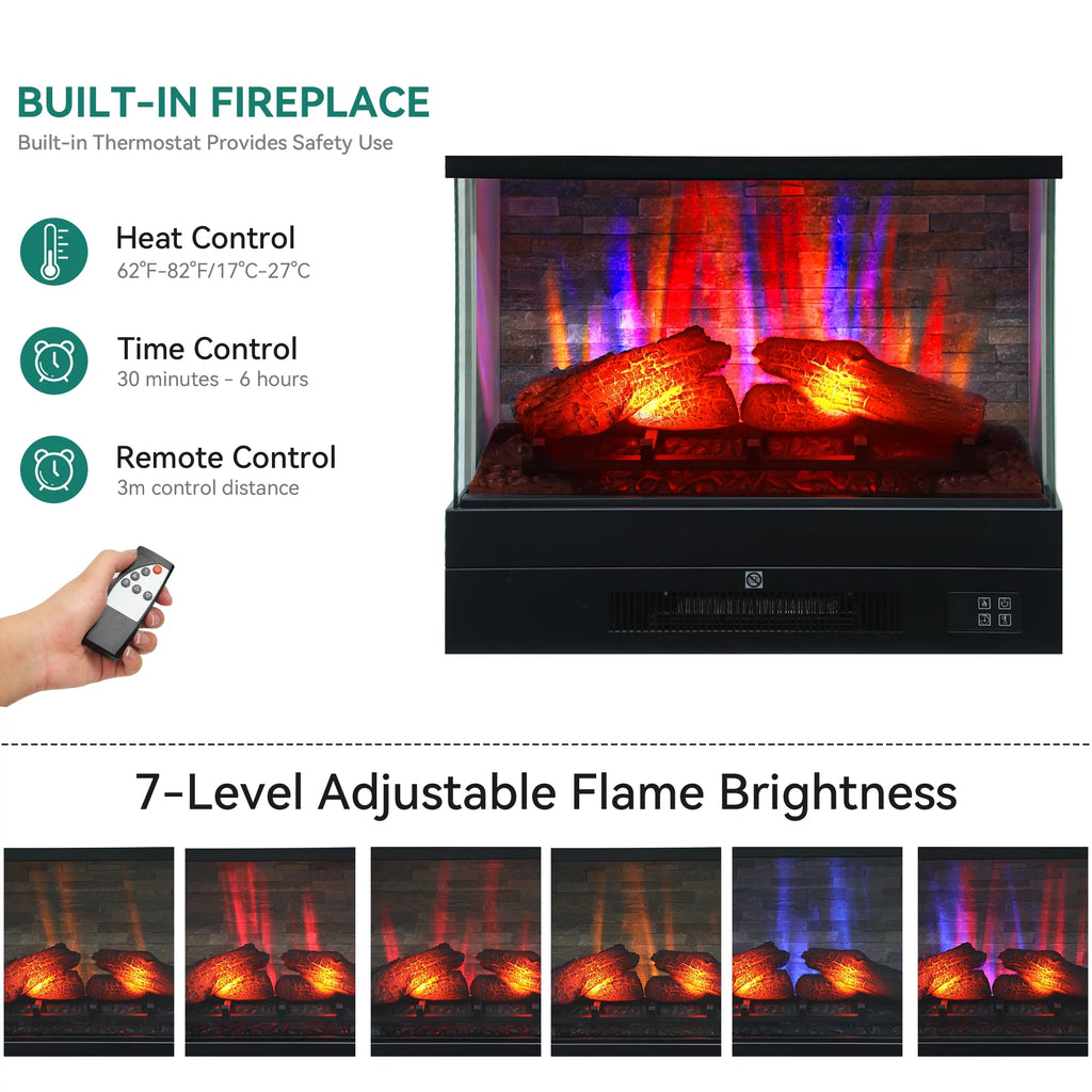 60 Inch White Entertainment Console with Slidable Fireplace and Storage Compartments A5765