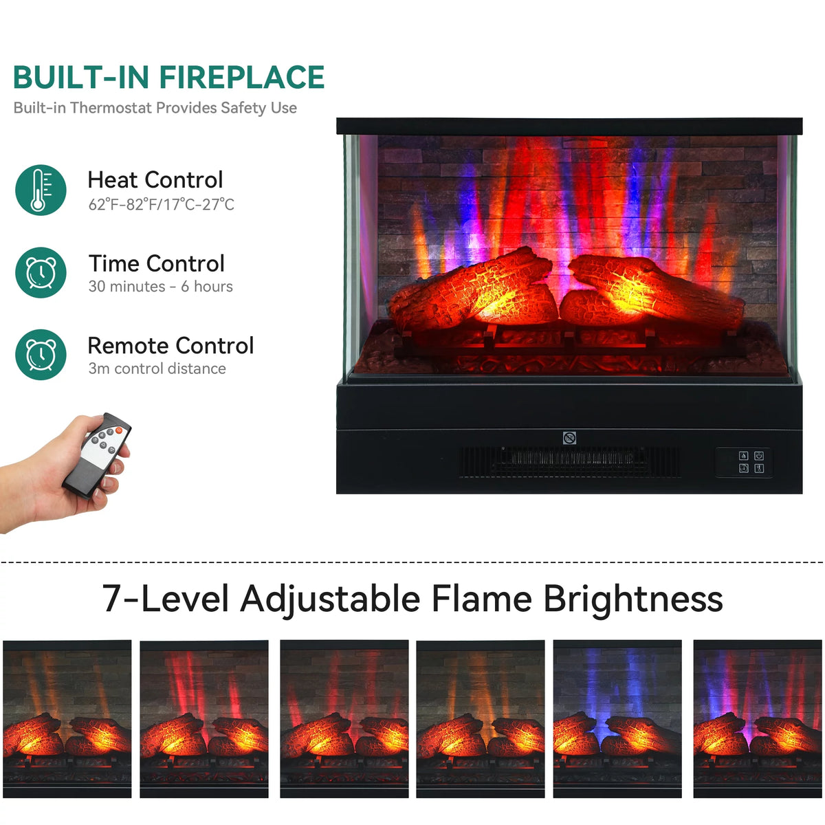 60 Inch White Entertainment Console with Slidable Fireplace and Storage Compartments A5765