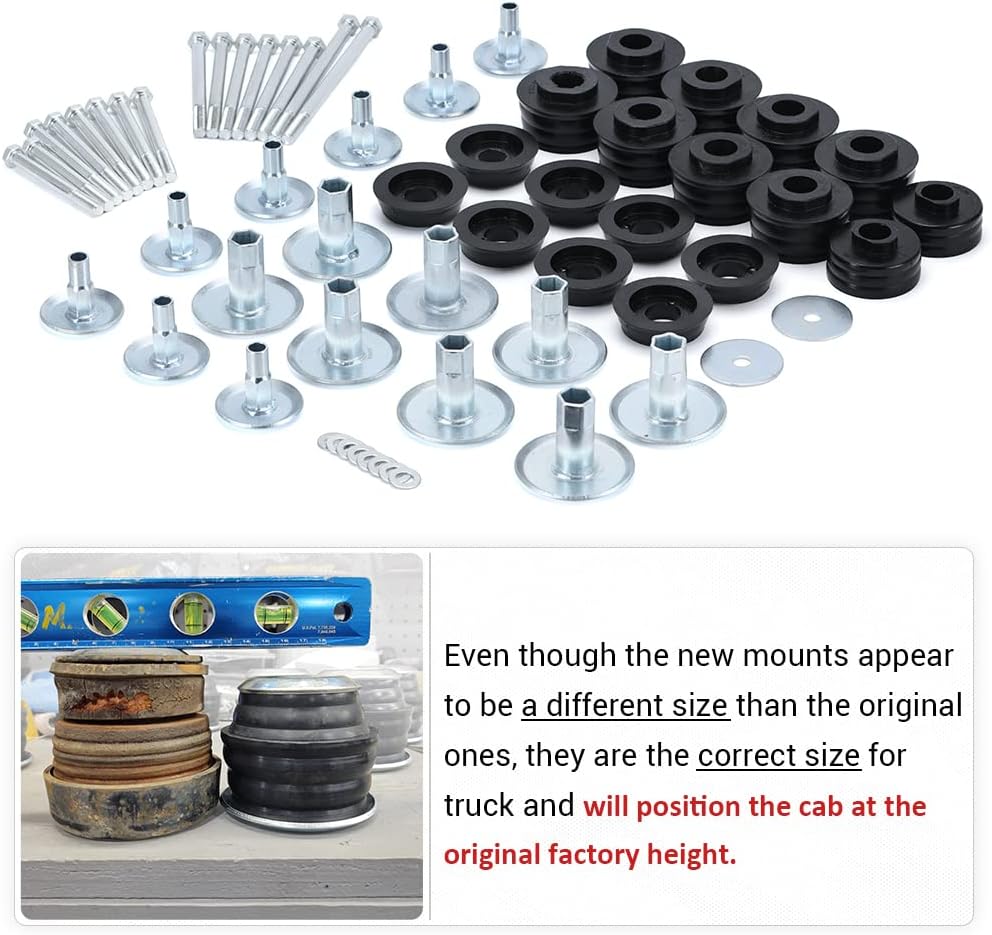 Polyurethane Cab & Body Mount Bushing Kit with Steel Sleeves & Hardware H6487