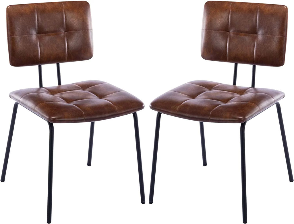 Faux Leather Upholstered Dining Chairs Set of 2 with Metal Legs T74396