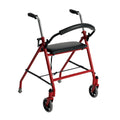 Aluminum Red Folding Walker with Wheels and Seat V588