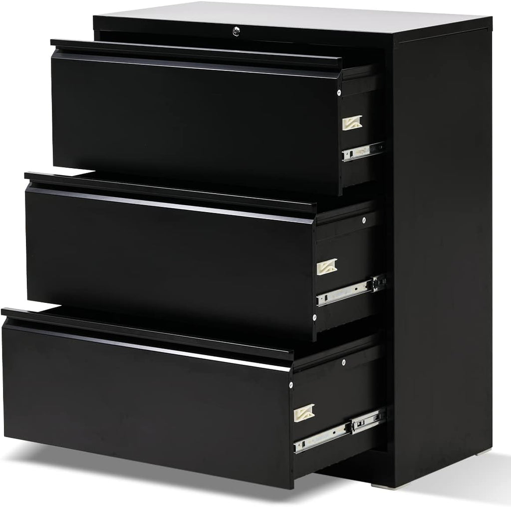 White 2 Drawer Lateral File Cabinet with Lock F392
