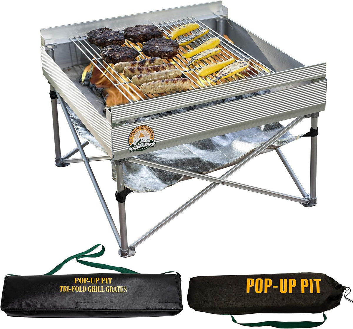 Portable Pop-Up Fire Pit and BBQ Grill with Carrying Bags L940