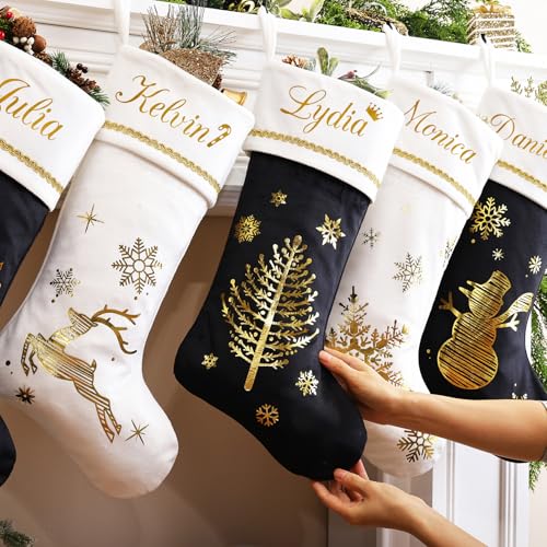 Red Velvet Penguin Christmas Stockings with Green Cuff N43210