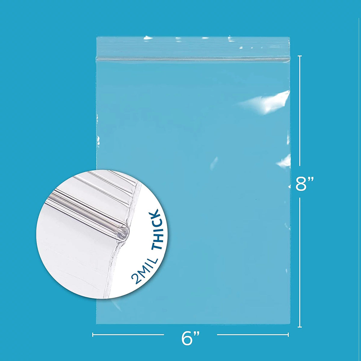 6” x 8” 2 Mil Clear Resealable Ziplock Bags 1000-Pack I721