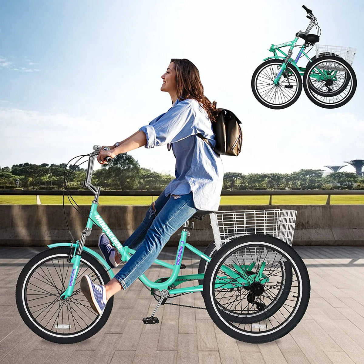 7 Speed 20/24/26 inch 3 Wheels Folding Tricycle with Basket P796936