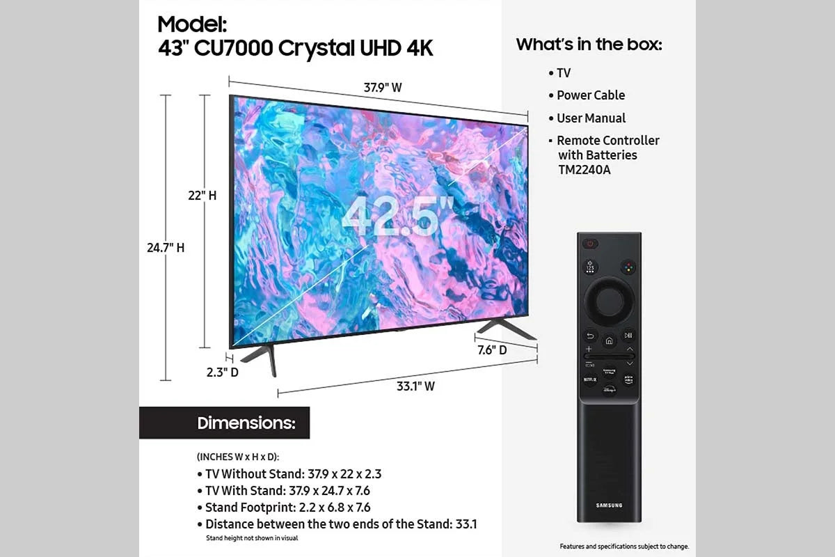 43 Class Crystal UHD 4K Smart TV T89307