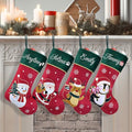Red Velvet Penguin Christmas Stockings with Green Cuff N43210
