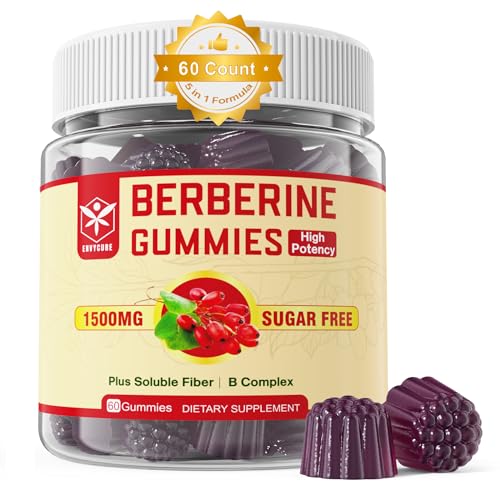 Sugar Free Berberine HCL Gummies 1500mg with Soluble Fiber, B1, B3 & B6, 60 Cts J85145