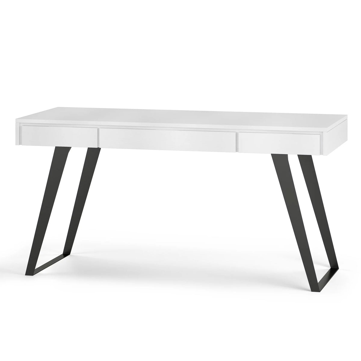 Distressed White Wood Desk with Keyboard Tray L828
