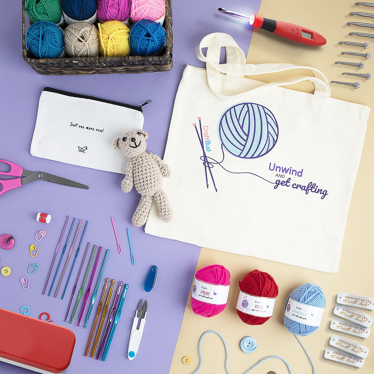 Mini Crochet Set Kit With Yarn And Crochet Hook Set 68pc E53824
