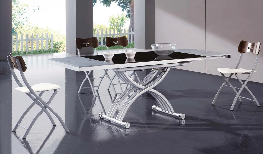 Glass Top Table & White Finish Chairs Dining Set 5Pcs C940385