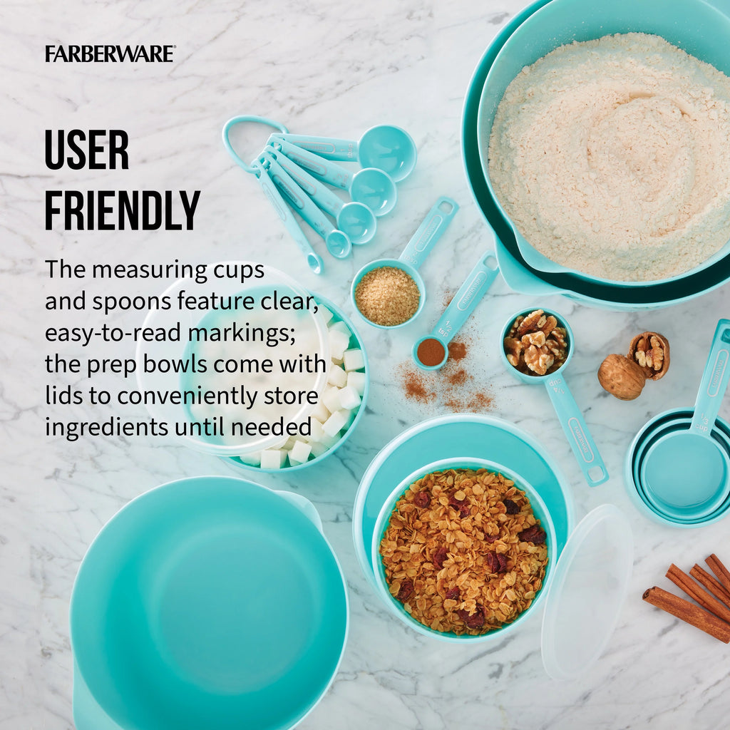 20-piece Plastic Mixing Bowl and Prep Set in Aqua V547882