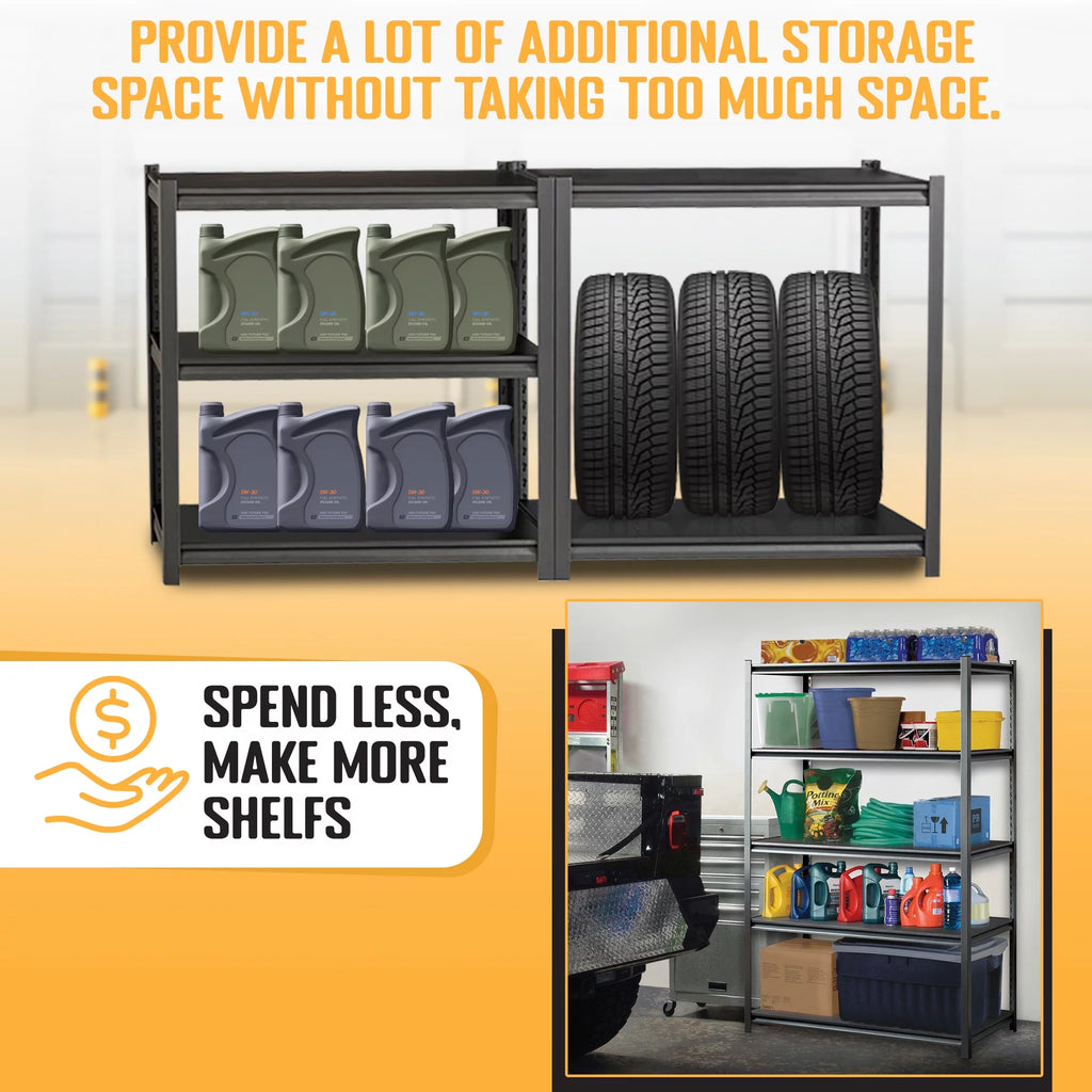 5 Tier Heavy Duty Adjustable Steel Storage Rack, Black E15856