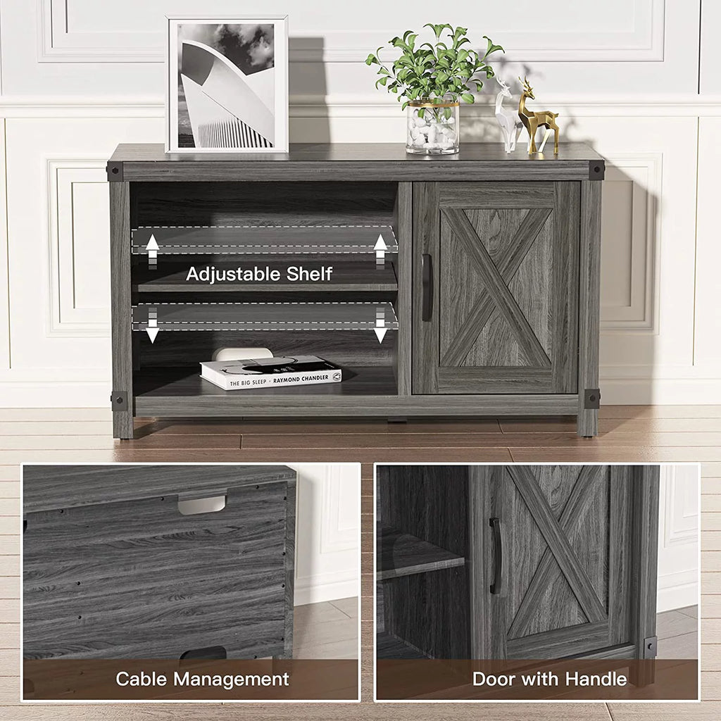 Grey Wood TV Stand with Storage K783
