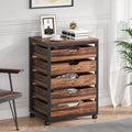 5 Drawer Wood Storage Dresser Cabinet with Wheels V9362