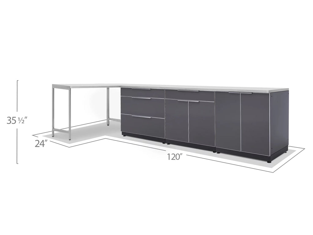 5 Piece Outdoor Kitchen Cabinet Set with Countertops F73955