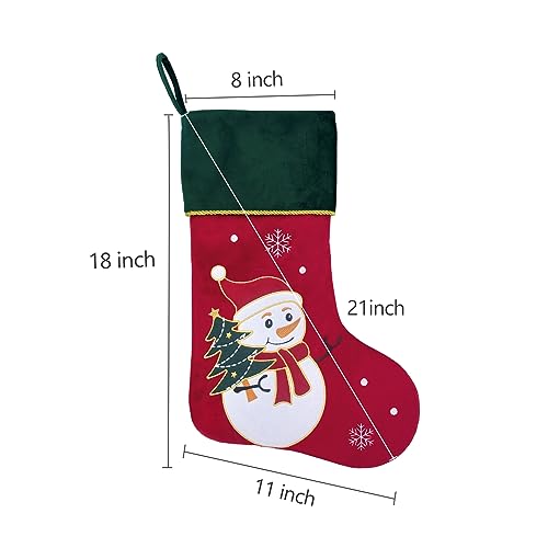 Red Velvet Penguin Christmas Stockings with Green Cuff N43210