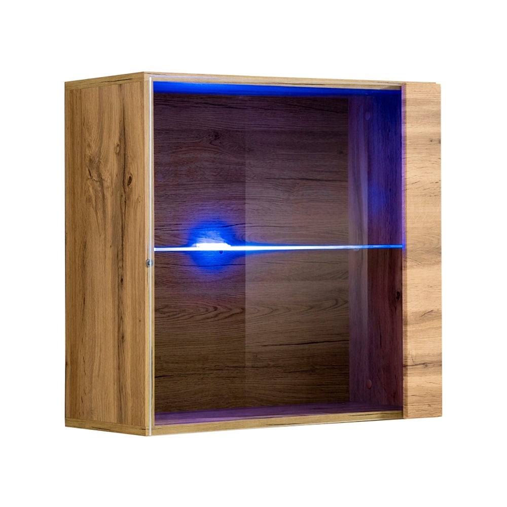 Oak Wall Mounted Floating Bookcase Cabinet K1845