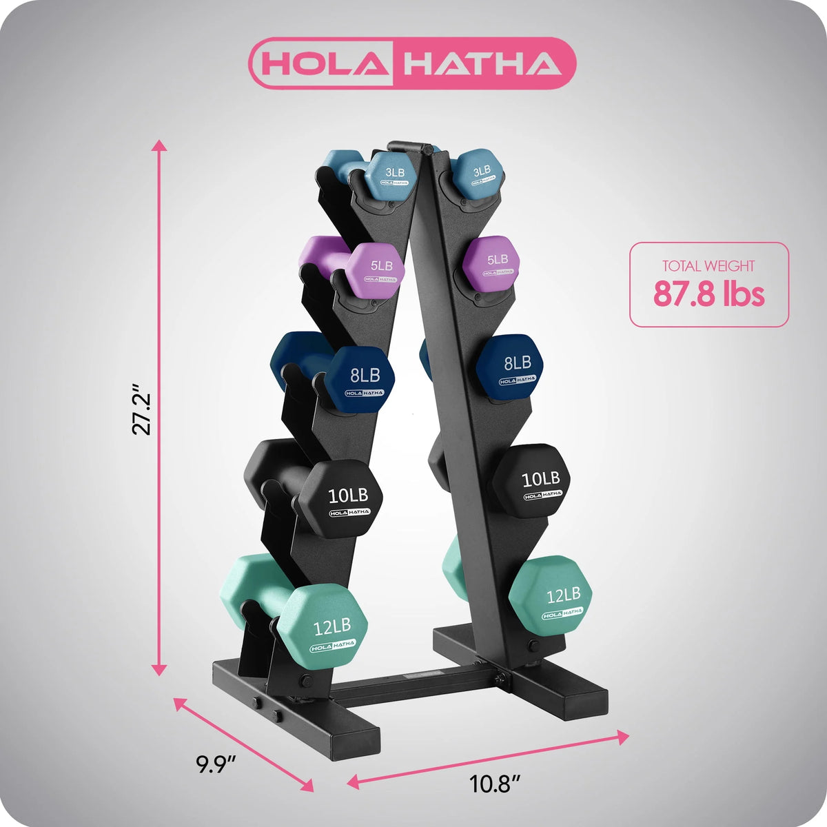 Neoprene Dumbbell Weight Set with Rack O344