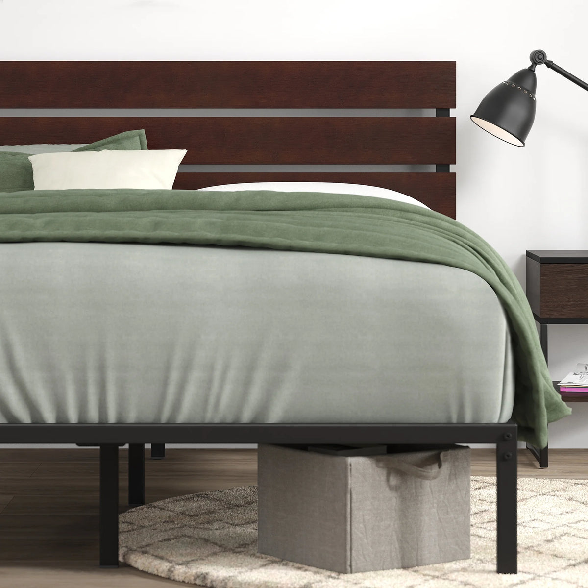Queen Bamboo and Metal Platform Bed Frame U36230