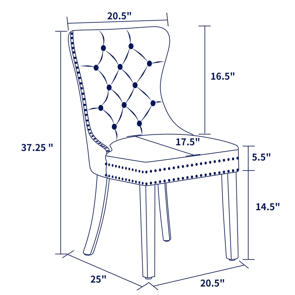 Brown PU Leather Dining Chairs with Wood Legs Set of 2 A911862