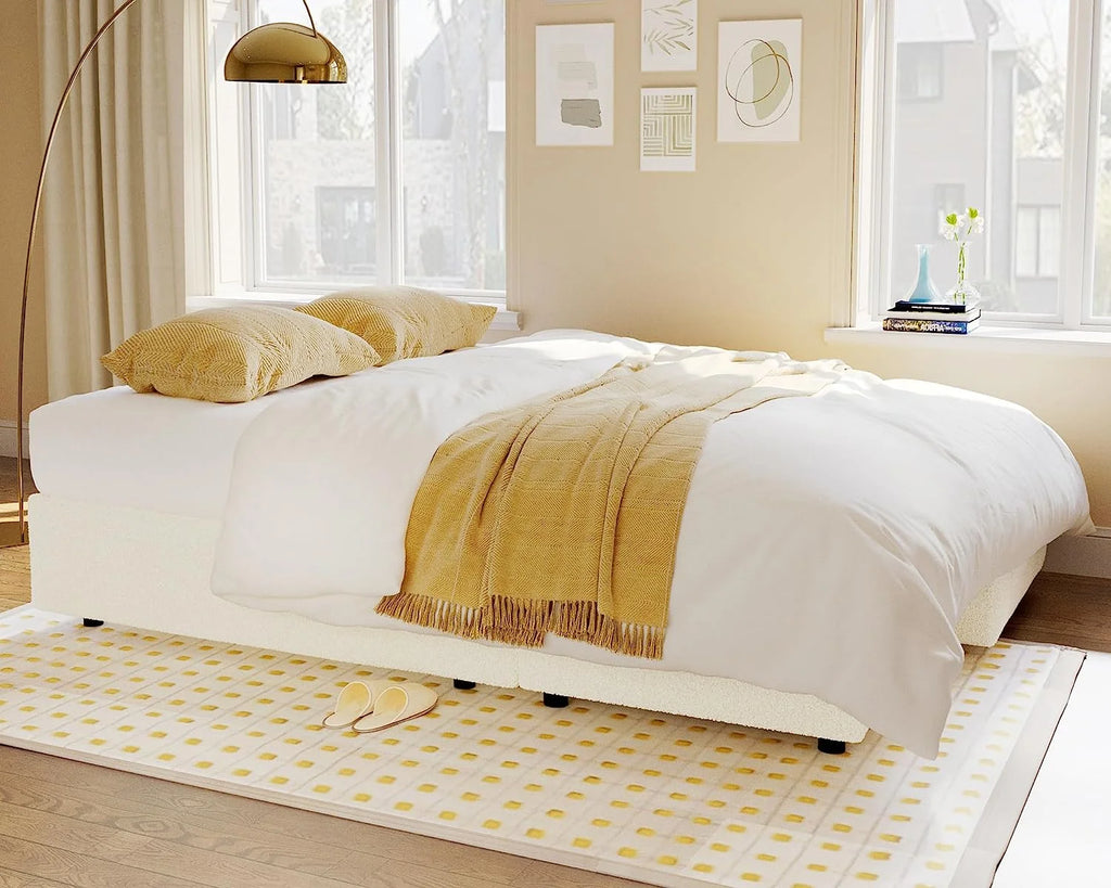 White Sherpa Storage Chaise Sleeper Sofa Q976782