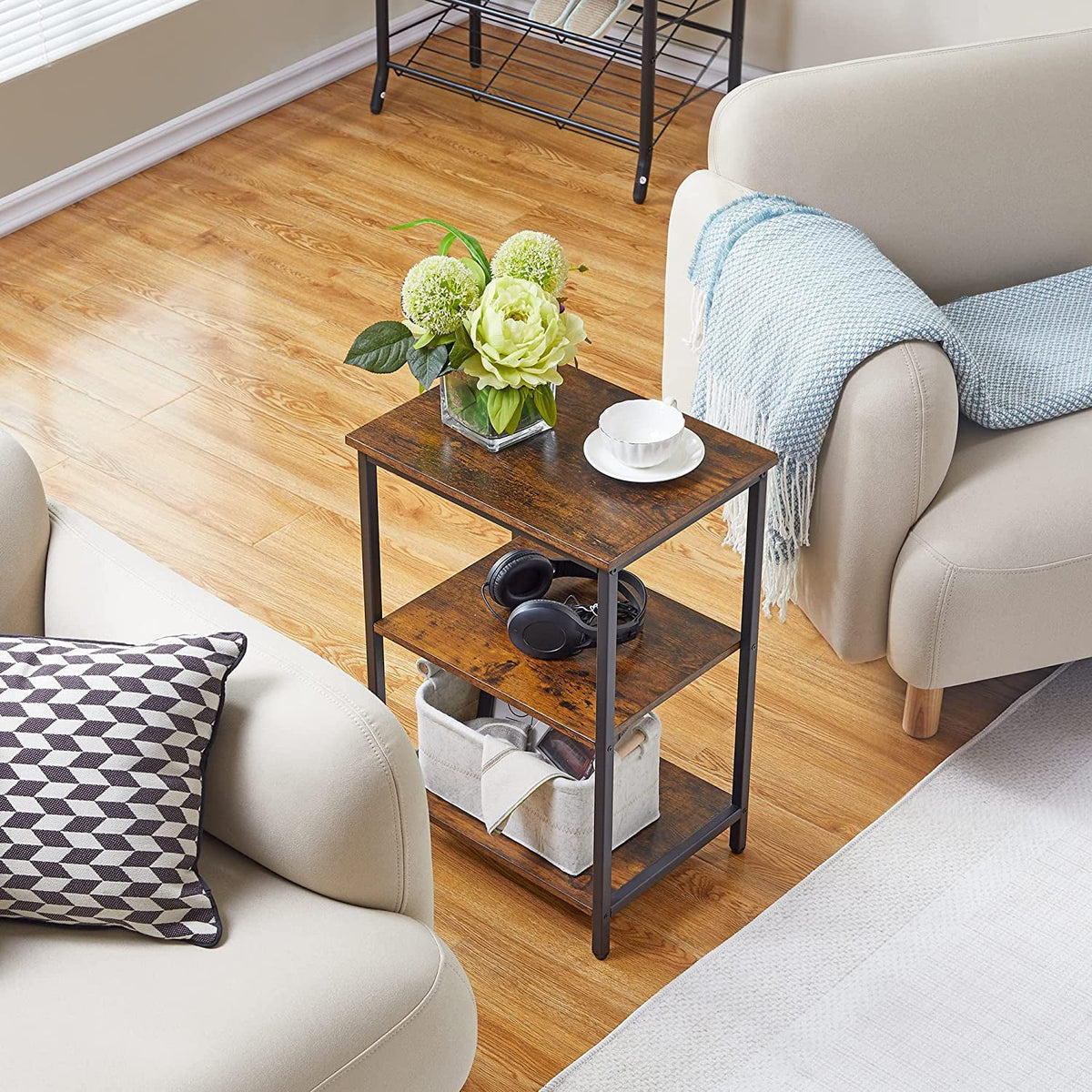 3-Tier End Table with Storage Shelf V9098