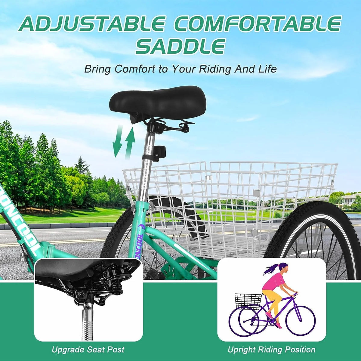 7 Speed 20/24/26 inch 3 Wheels Folding Tricycle with Basket P796936