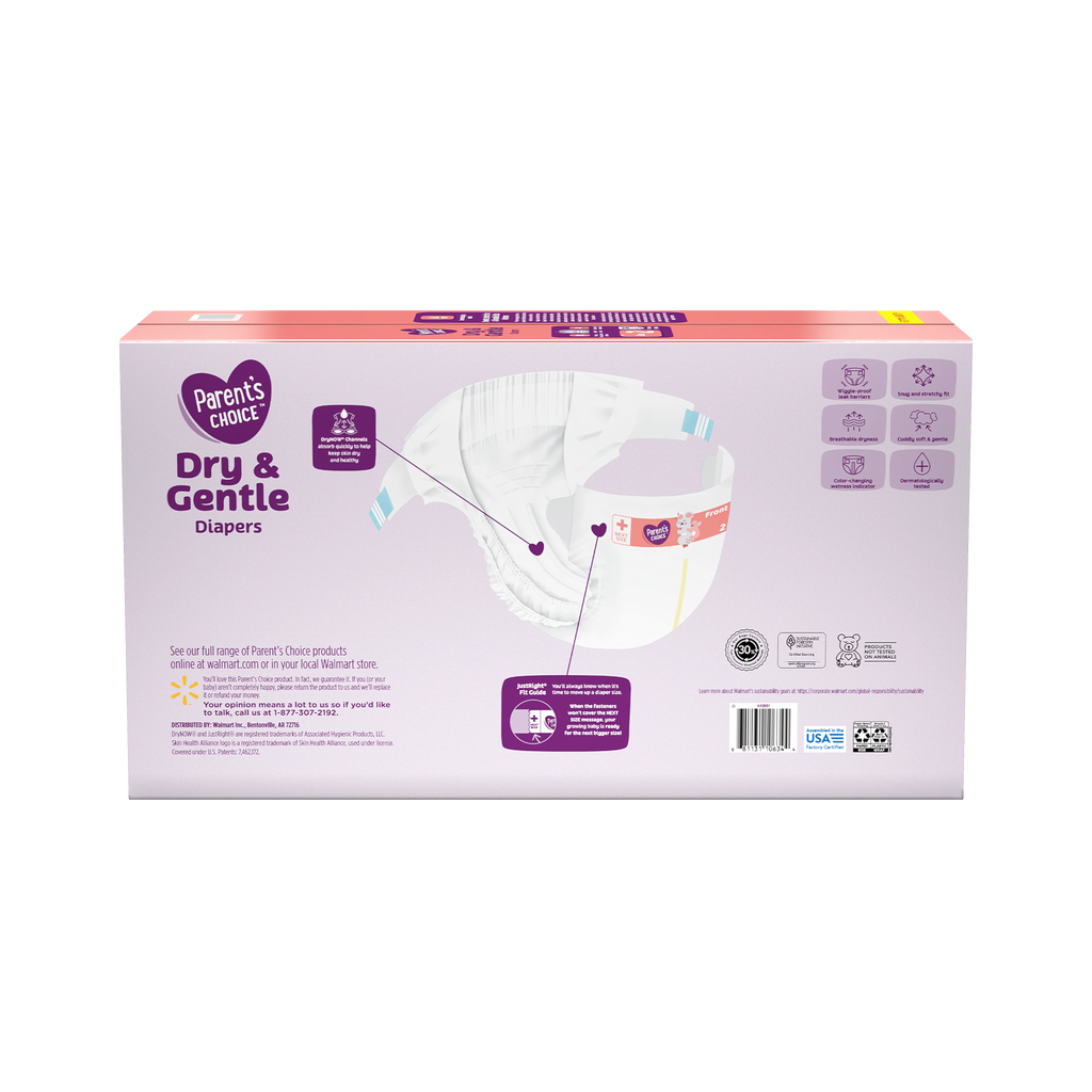 Dry & Gentle Diapers Size 2, 240 Count P3199