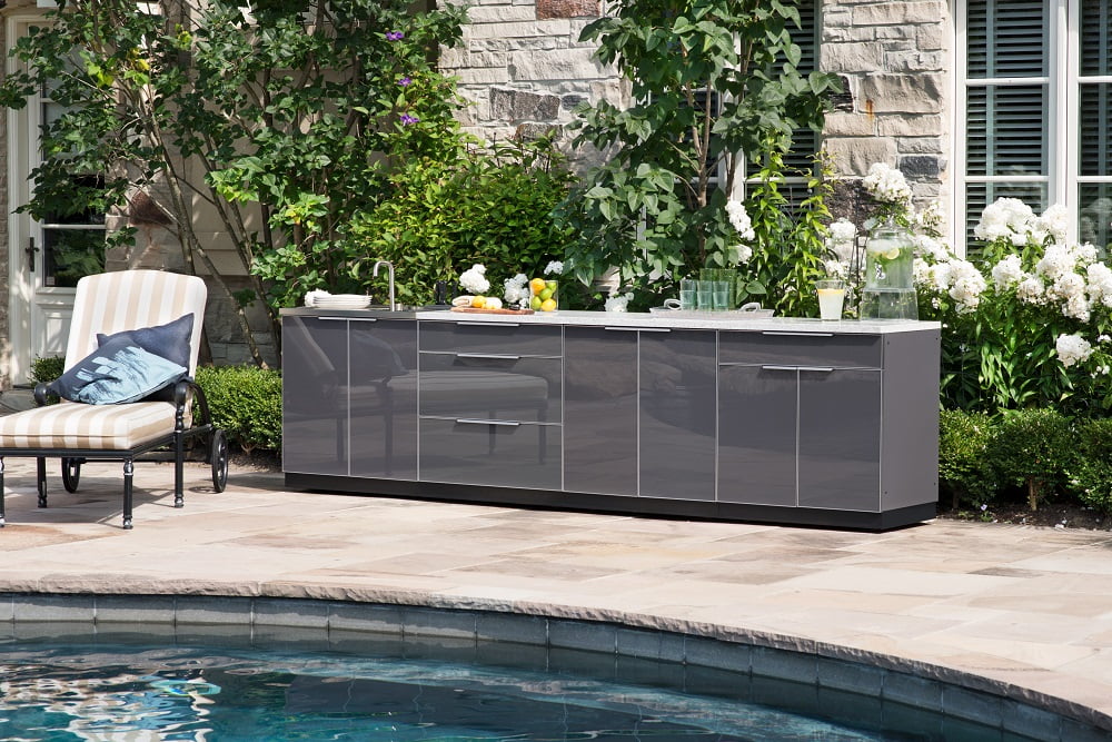 5 Piece Outdoor Kitchen Cabinet Set with Countertops F73955
