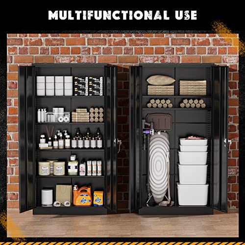 Metal Storage Cabinet with Lock, 2 Doors and Adjustable Shelves T727