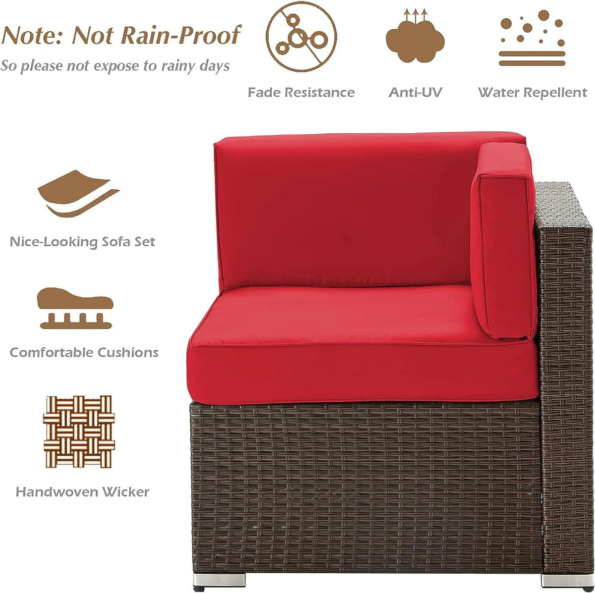 7-Piece PE Rattan Wicker Outdoor Sectional Sofa Set J419329