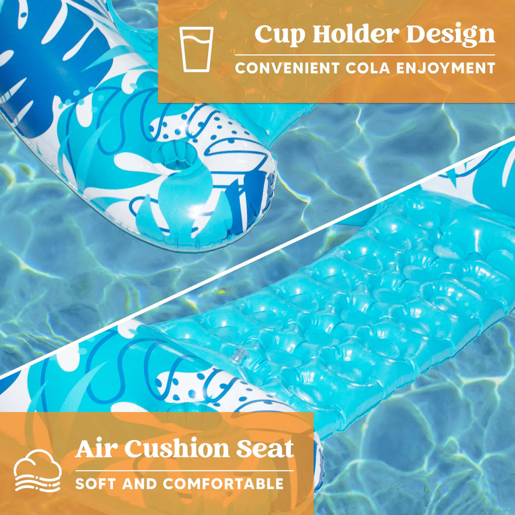 Inflatable Pool Chair Float with 2 Cup Holder F713