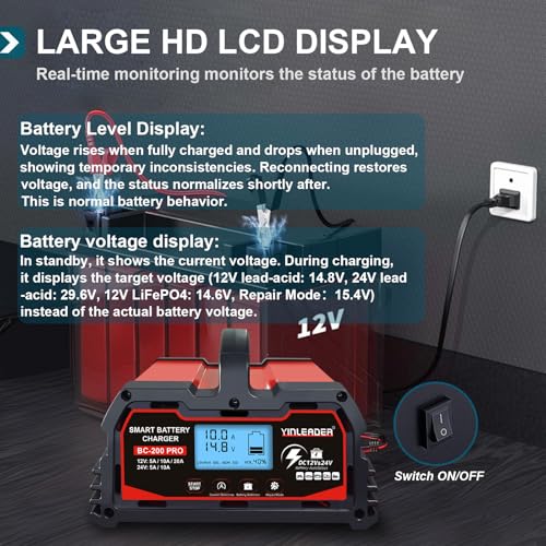 40A 12V/24V Lead Acid LiFePO4 Battery Charger L155
