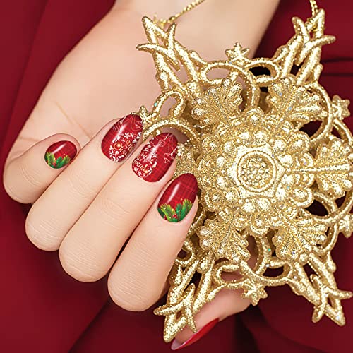 16 Sheets Holiday Nail Wraps Stickers with 2 Pcs Nail Files B422998