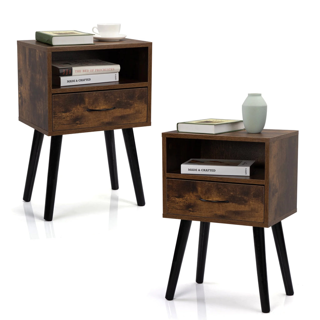 Wood Nightstands with Drawers Set of 2 U199461